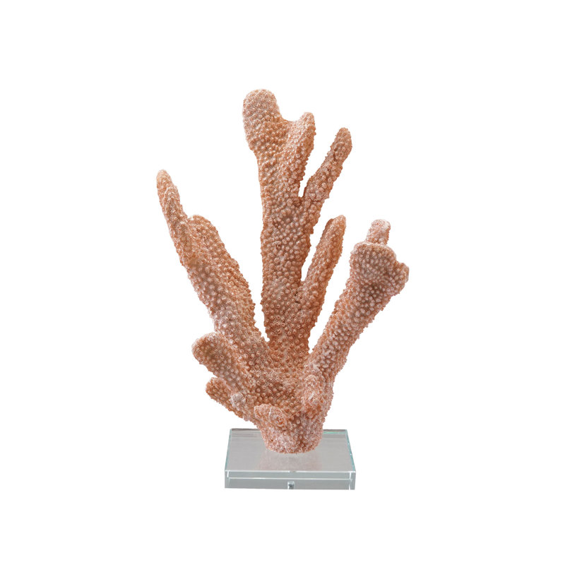 Resin Coral Decor with Glass Base