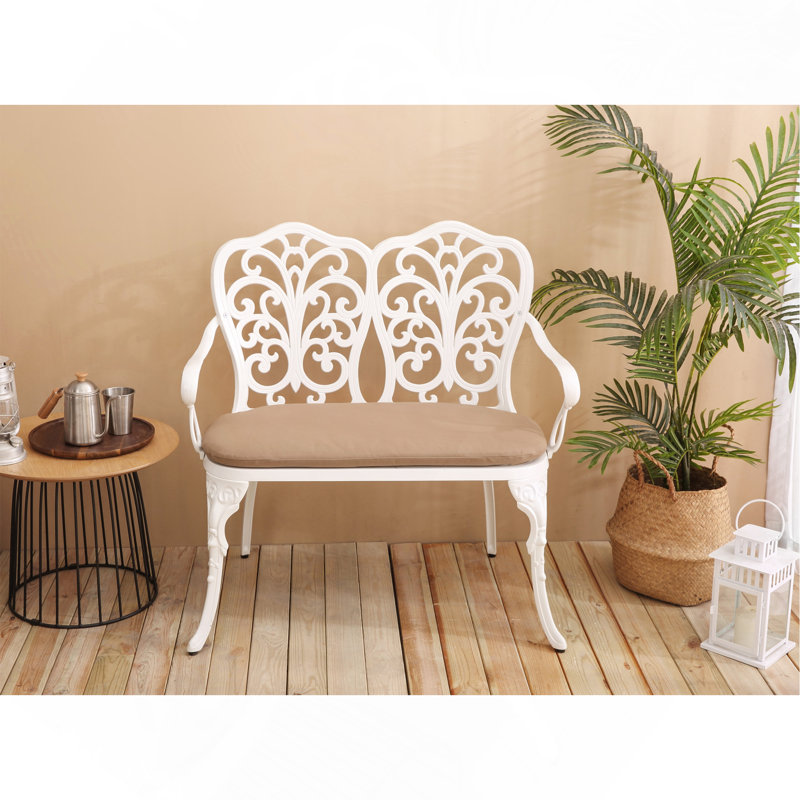 Banc de jardin en métal et aluminium, Blanc