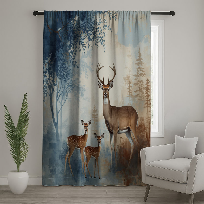 Rideaux de fenêtre Forest Deer Family, 50" x 80" - 1 Panel, Blockout