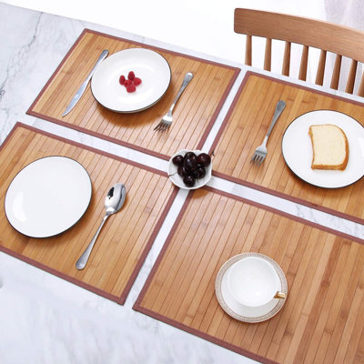 Napperons pour table de salle à manger, ensemble de 4 napperons en bambou, napperons résistants aux taches et à la chaleur, napperons durables et robustes pour table de cuisine