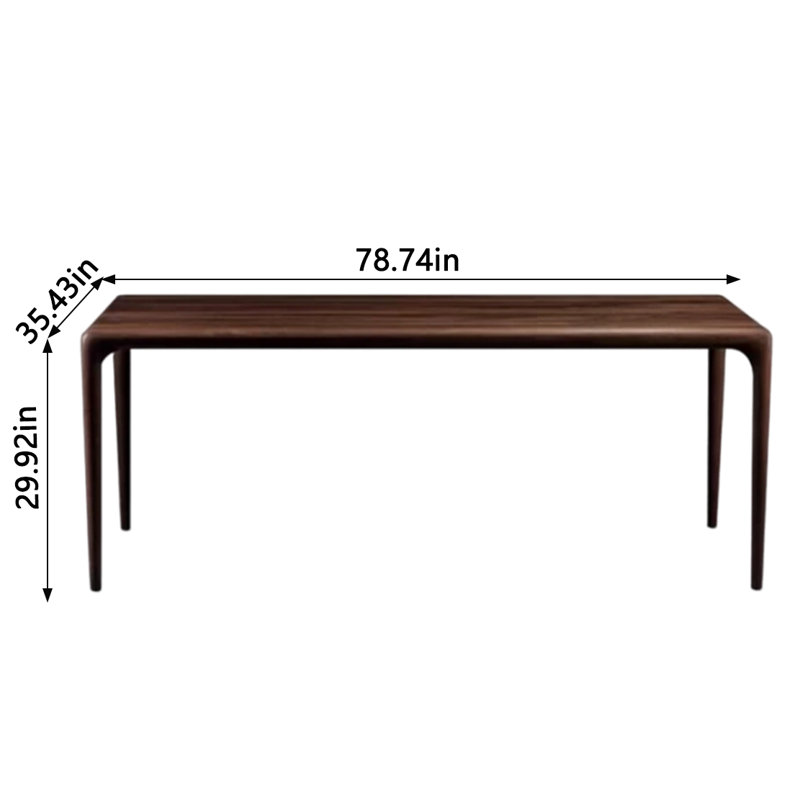 Walnut Solid Wood Dining Table, 35.43" W x 78.74" L
