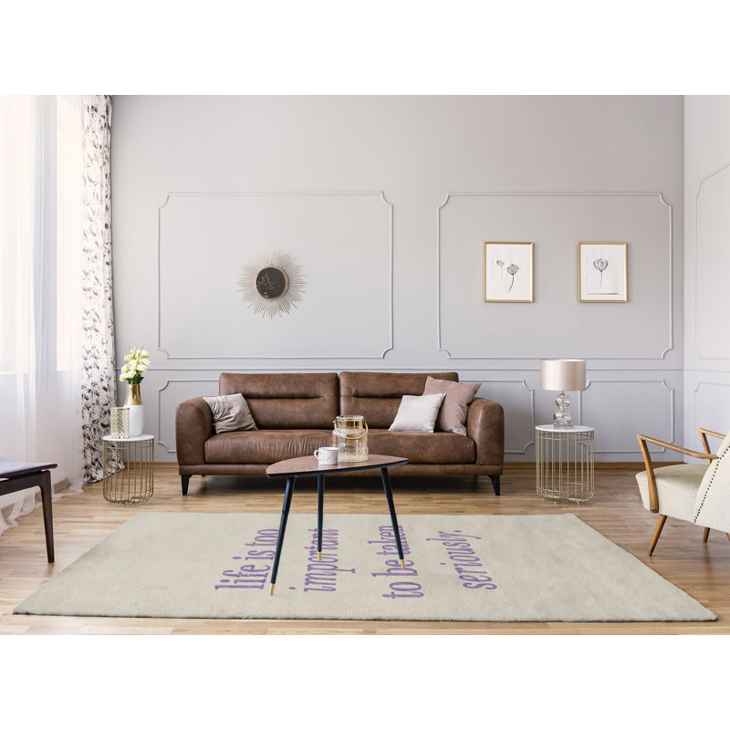 Tapis en poly-chenille à vie manuscrite & levity quoted, Rectangle 5 pi x 7 pi