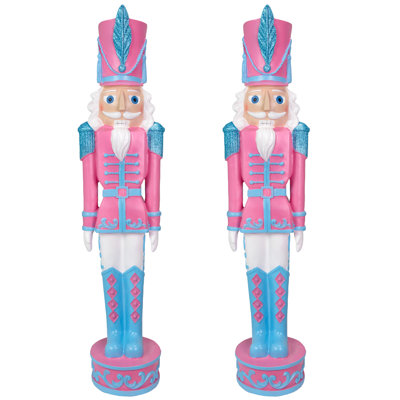Kristoff the Soldier 3 ft Nutcracker Statue - Set of 2 - Red & Blue