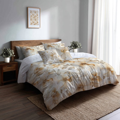 Ensemble de literie à motif floral de 5 pièces - Ensemble de housse de couette et de coussins French Country