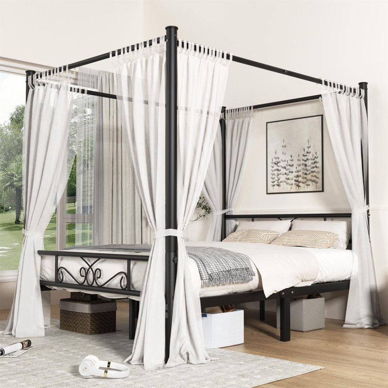 Harukazu Metal Canopy Bed Frame, Queen