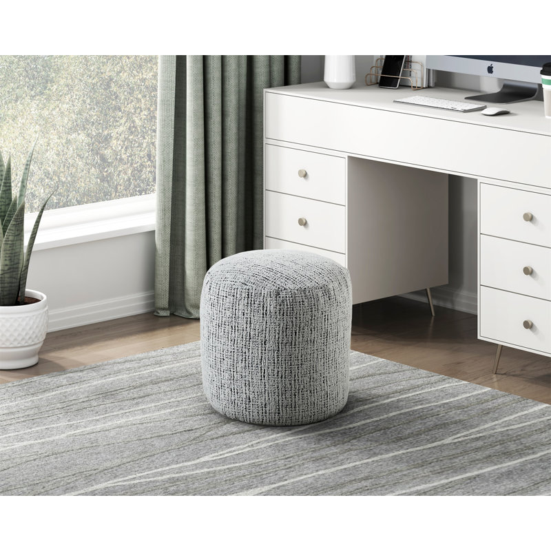 Repose-pieds cylindrique rembourré en tissu de chenille