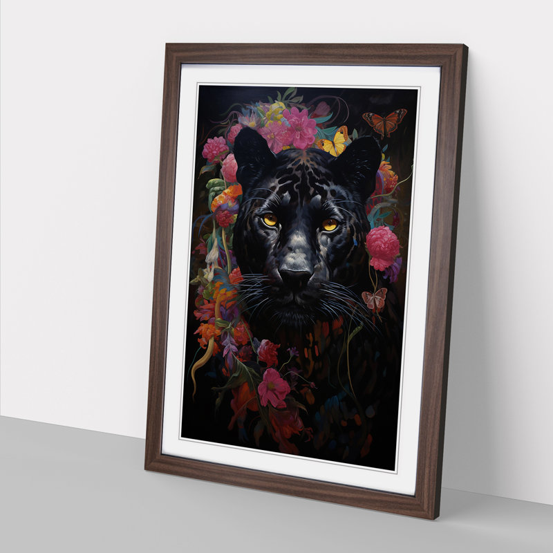 Panther Renaissance - Single Picture Frame Print on Wood, Walnut, 46" H x 34" W x 2" D