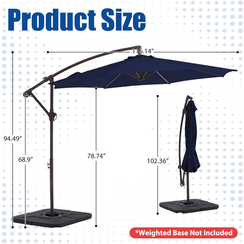 Parasol rond en porte-à-faux 120 po Cheryl-Ann, Marine