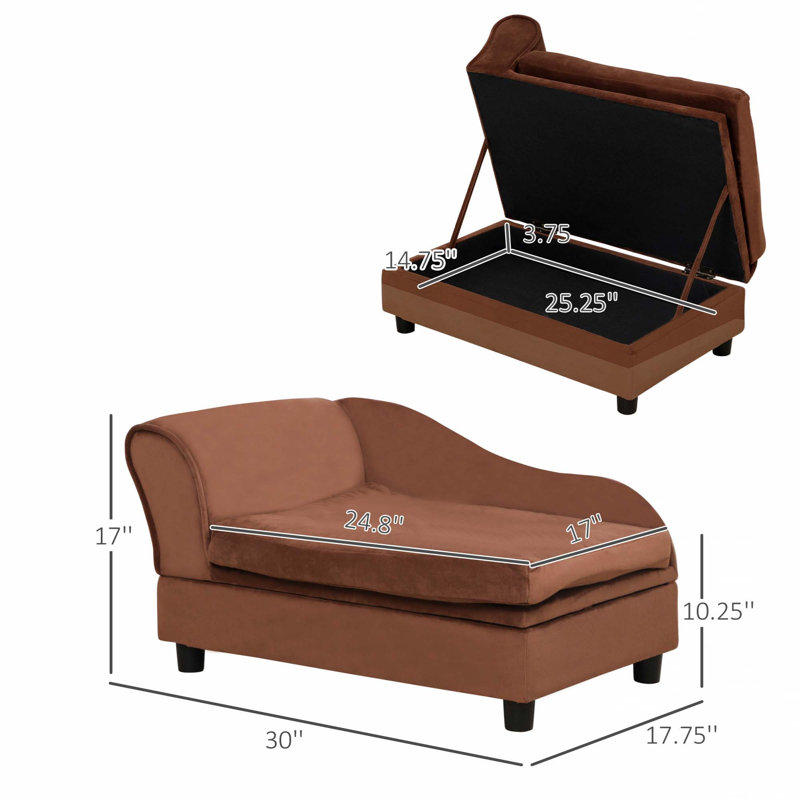 Dog Bed With Flip Top Storage, Brown