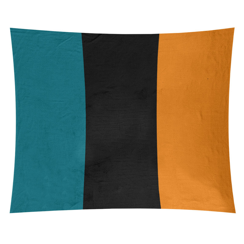 Tapisserie de polyester San Jose, H 68 po x l 80 po x P 2 po, Bleu foncé/noir foncé/orange brûlé