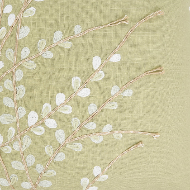 Elegant Embroidered Floral Down Filled Pillow, Green, Polyester