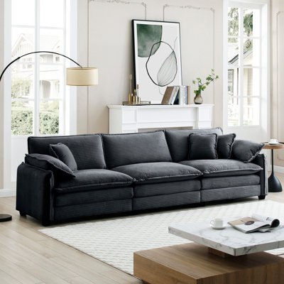3 Seater Grey Corduroy Couch Seating - Blend Of Retro And Fashionable, Soft Warm Fabric, Double Layered Cushions, Different Areas Furniture, Corduroy, Fashion Blend, Comfortable Rooms