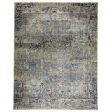 Blue & Grey Alchemy Contemporary Wool Silk Blend Rug - 11'9" x 15'1"