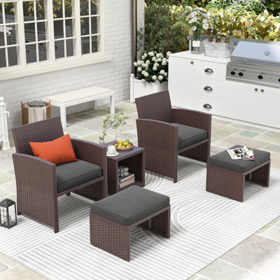 Rand 5 Piece Rattan Seating Group with Cushions