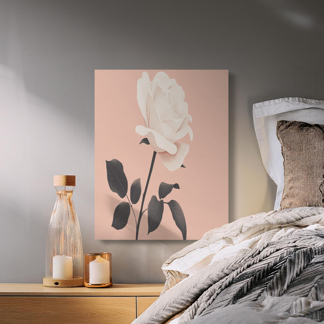 Blush Pink Rose Botanical Canvas Print