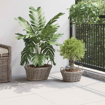  Planter Basket With Storage 2 Pcs Lacak Rattan Decorative Indoor Woven