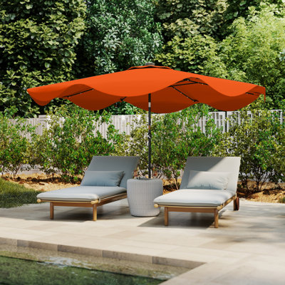 Outsunny 3(m) Garden Parasol Umbrella with 32 Solar LED Lights Orange