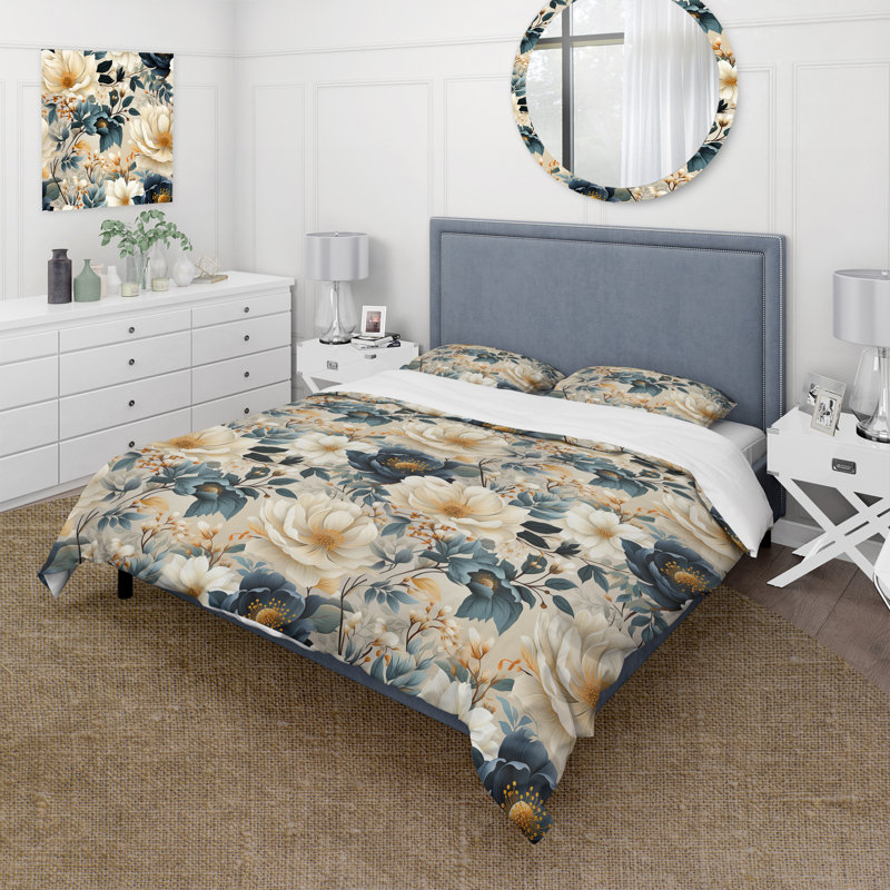 Ensemble de housse de couette Ethereal Blooms V, Housse de couette pour très grand lit et 2 très