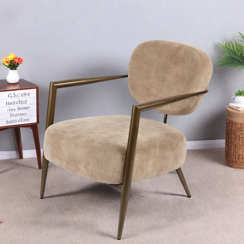 Chaises d'appoint modernes, structure en métal brun clair, salon spacieux pour la maison