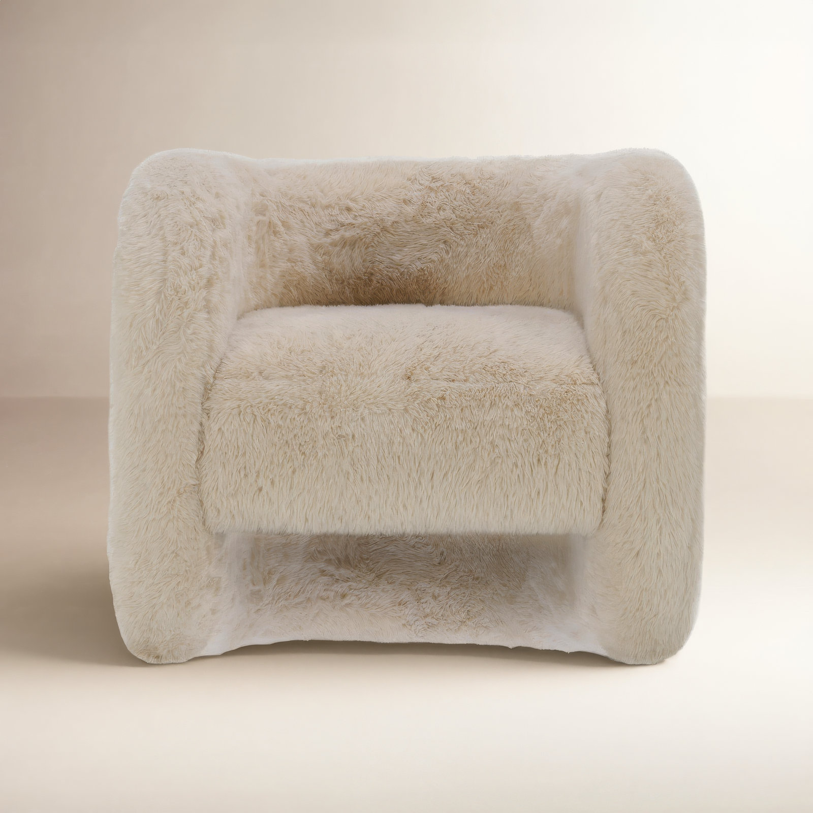 Barrel Chair, Beige Polyester