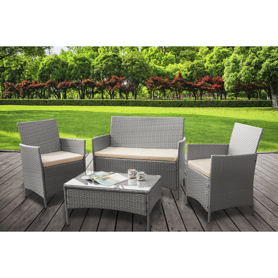 4-Sitzer Lounge-Set Schmier aus Polyrattan mit Polster