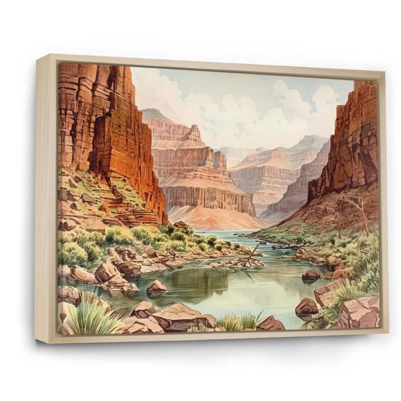 Paysage de canyon sur toile, H 24 po x l 32 po x P 1 po, Cadre naturel flottant