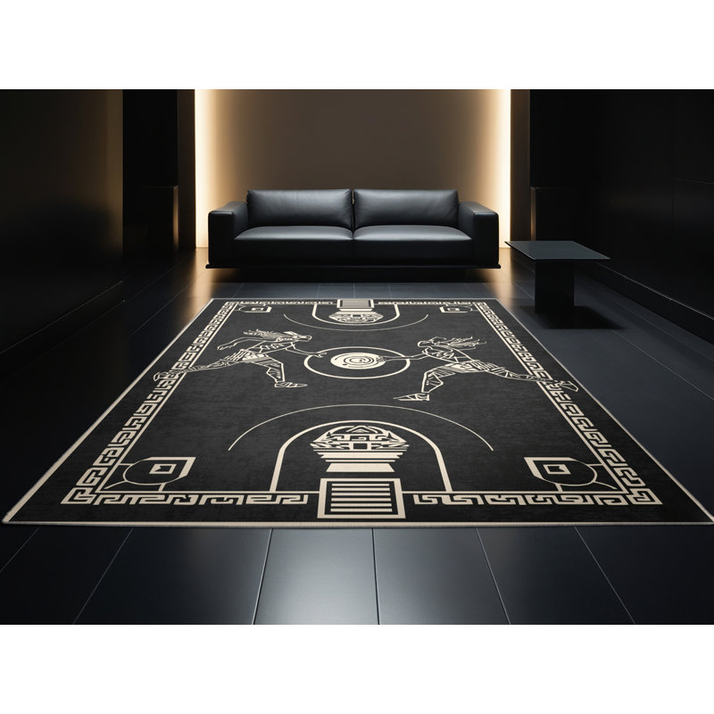 Tapis gris moelleux doux d'inspiration mondiale Dylan - reliure grise, 8 x 10
