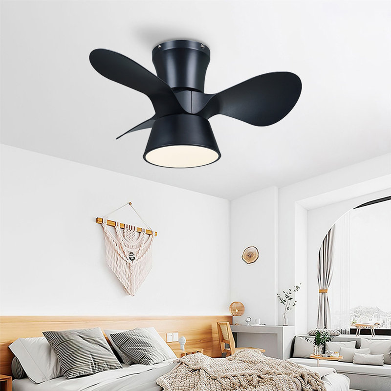 Ventilateur de plafond encastré noir Sirius avec ampoules DEL et télécommande, 24"