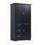 Armoire de rangement haute et large avec portes pour salle de bain / bureau, trois tiroirs, noir-406524311