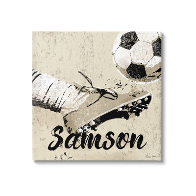 Kicking Soccer Ball cmw-098 Personalized Wall Art