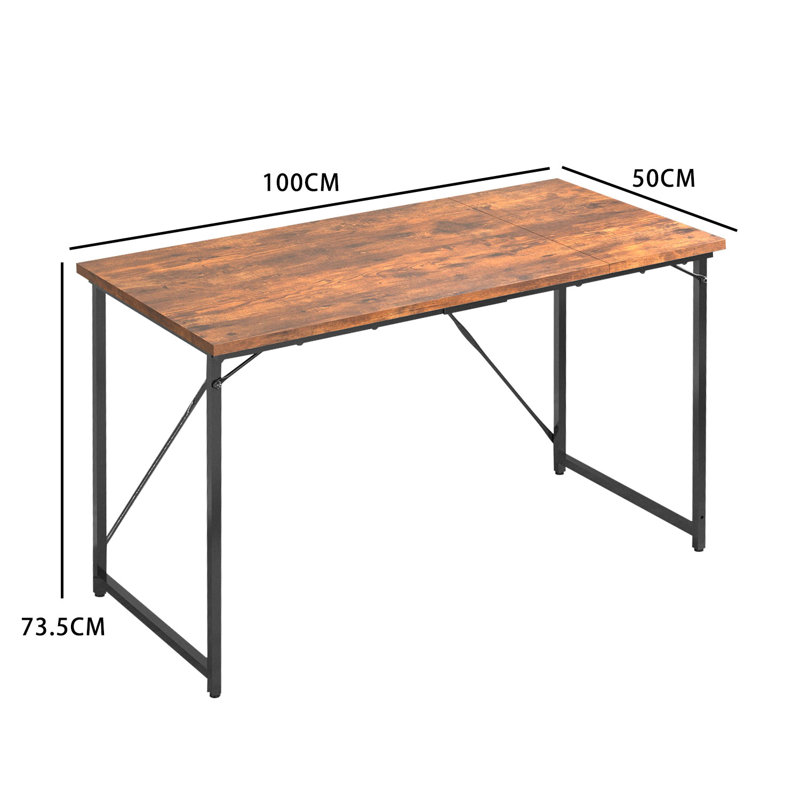 Cartee Computer Desk 80cm Writing Desk Brown Office Desk, 73.5cm H x 100cm W x 50cm D, Rustic Brown
