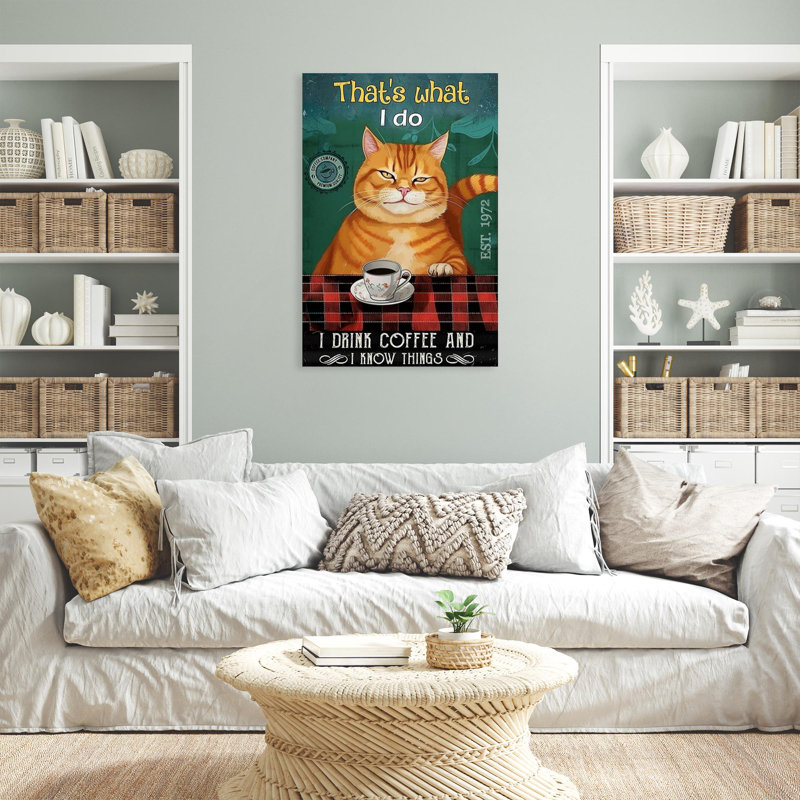 «Cat I Drink Coffee On», impression, H 14 po x l 11 po x P 1,25 po