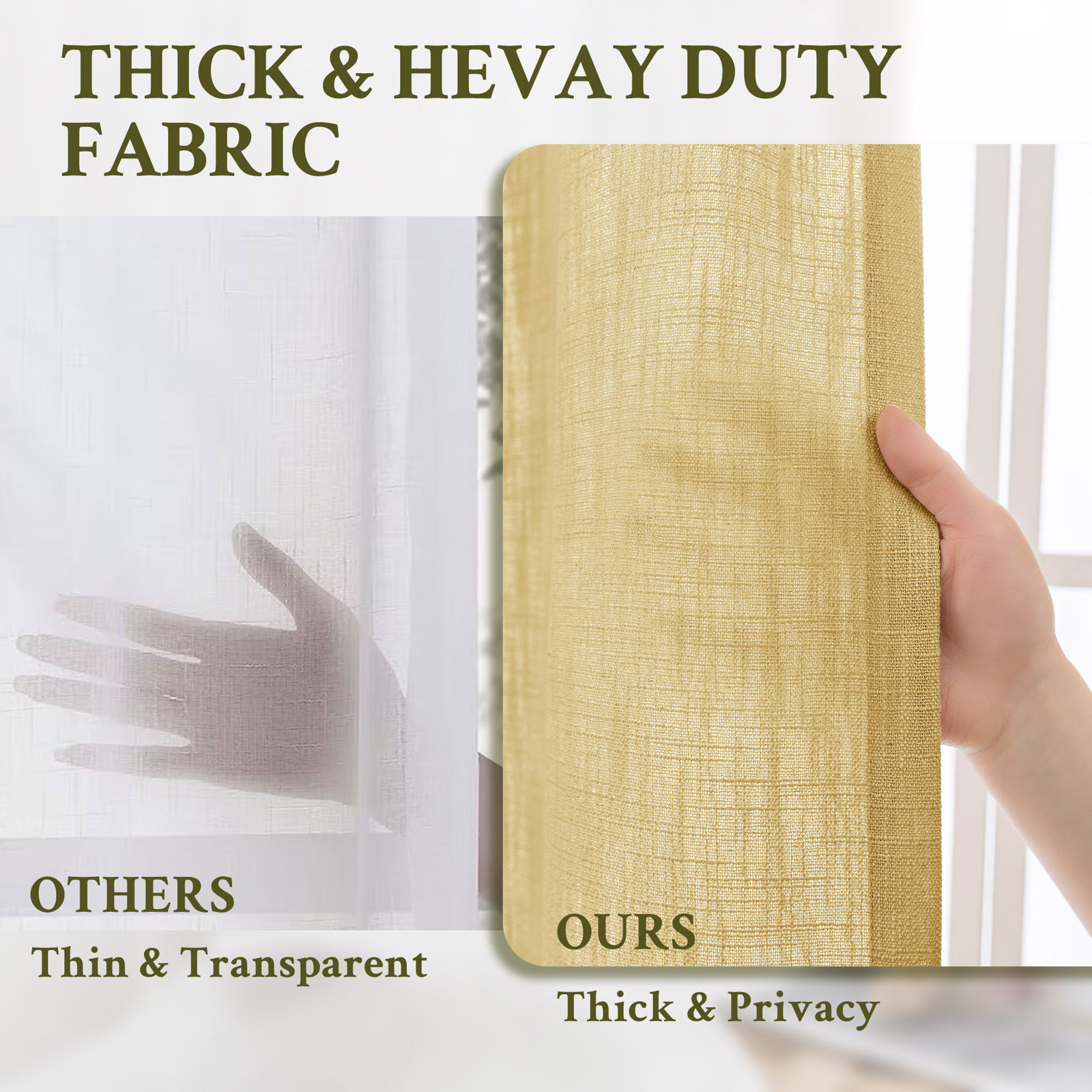 Kambi Semi-Sheer Linen Blend Curtain Set, 52" W x 84" L, Mustard