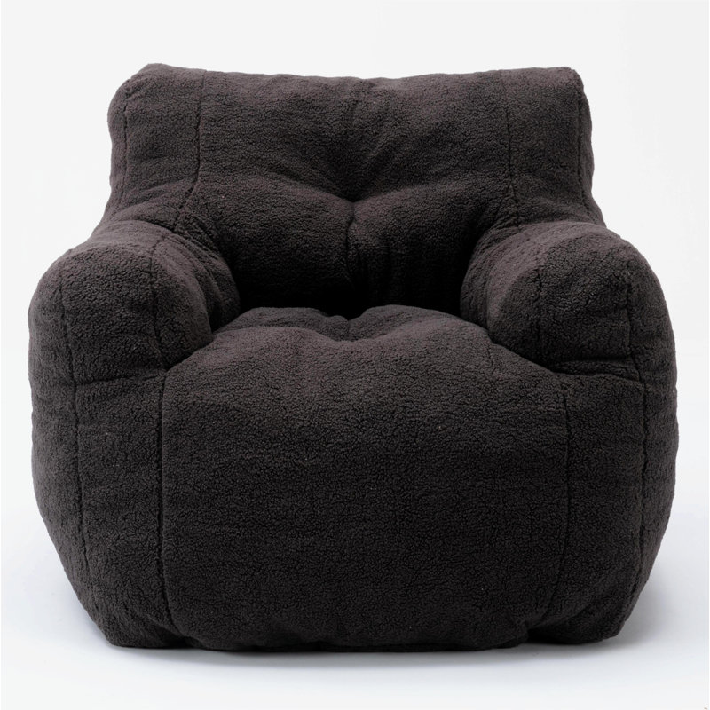 Bean Bag Sofa, Dark Gray Faux Fur