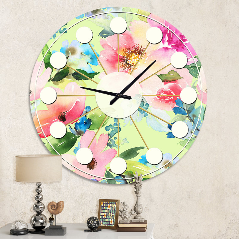 Horloge murale Floral Botanical Retro IV - Mid-Century, Moyenne
