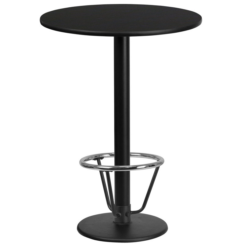 Basinger 24'' Round Laminate Table Top with 18'' Round Bar Height Table Base, 43.125" H x 24" W x 24" D, Black