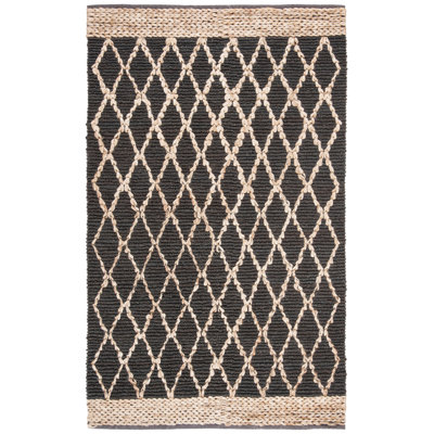 Alderson Natural Fiber Hand Loomed Jute/Cotton Geometric Rug in Charcoal