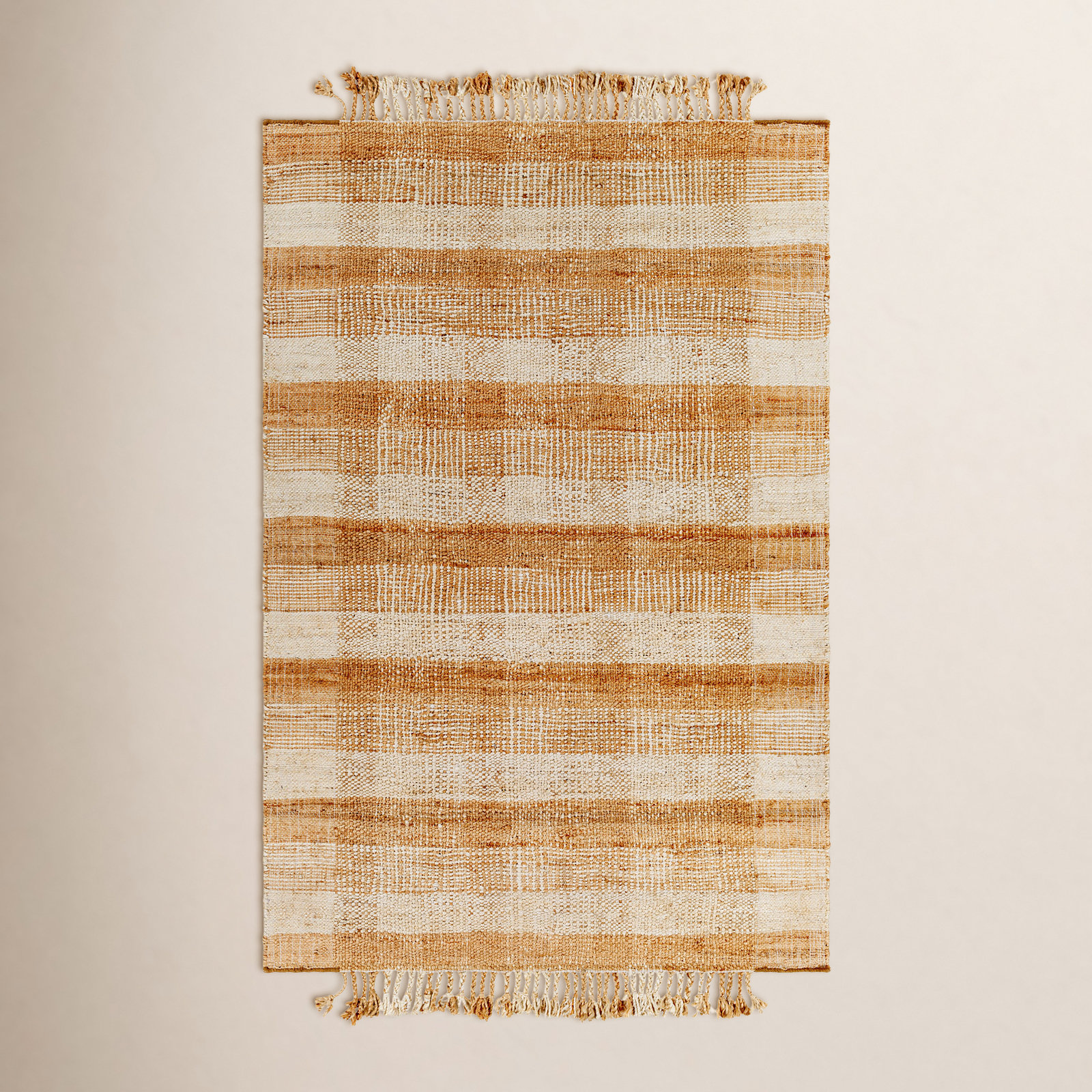 Hand-Woven Plaid Jute Rug, Rectangle 2' x 3'