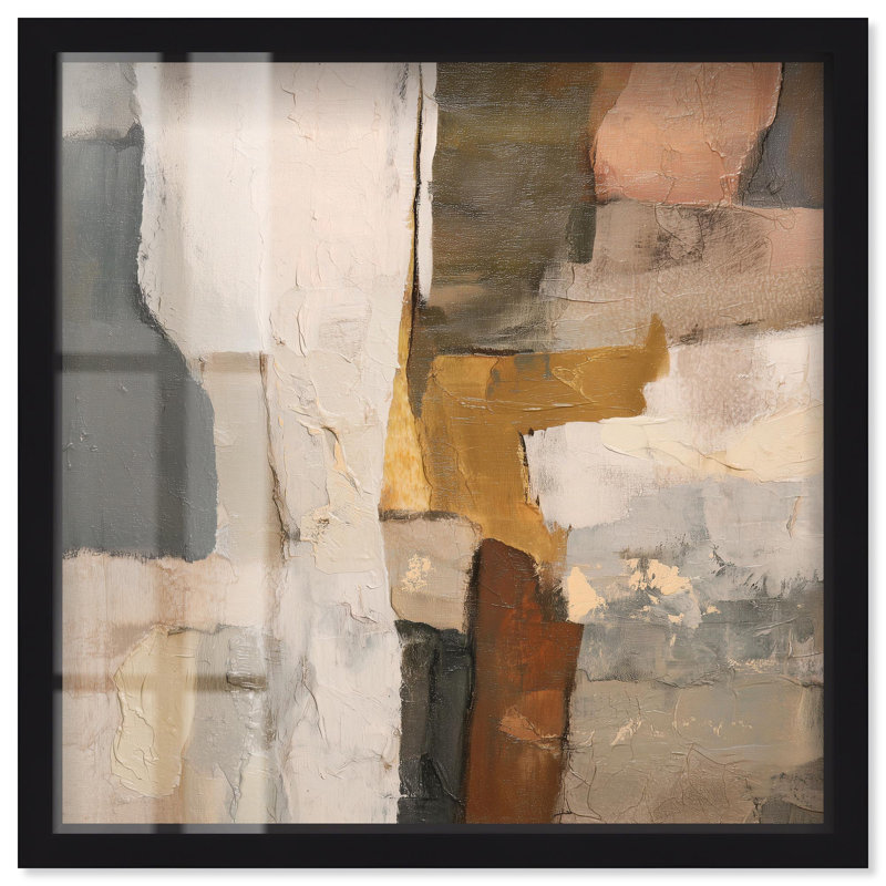 Art mural bohème Patchwork Plains III Shadowbox par Art Remedy, cadre noir, 21 x 21, H 21 po x l 21 po, Structure noire