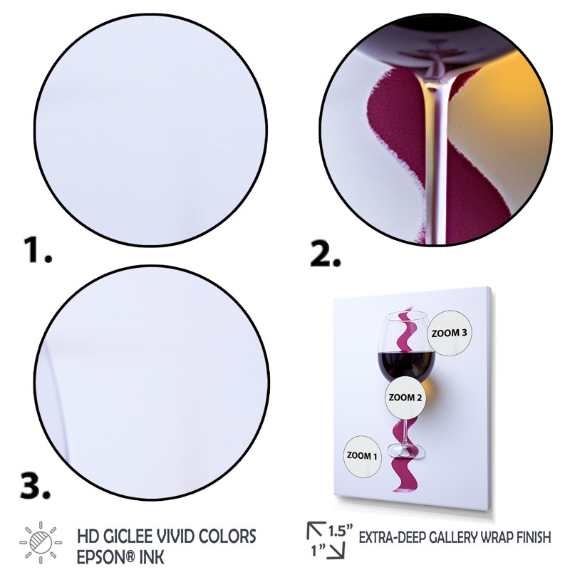 «Red Wine Glass», présentation sur toile, Cadre flottant noir, H 32 po x l 24 po x P 1 po
