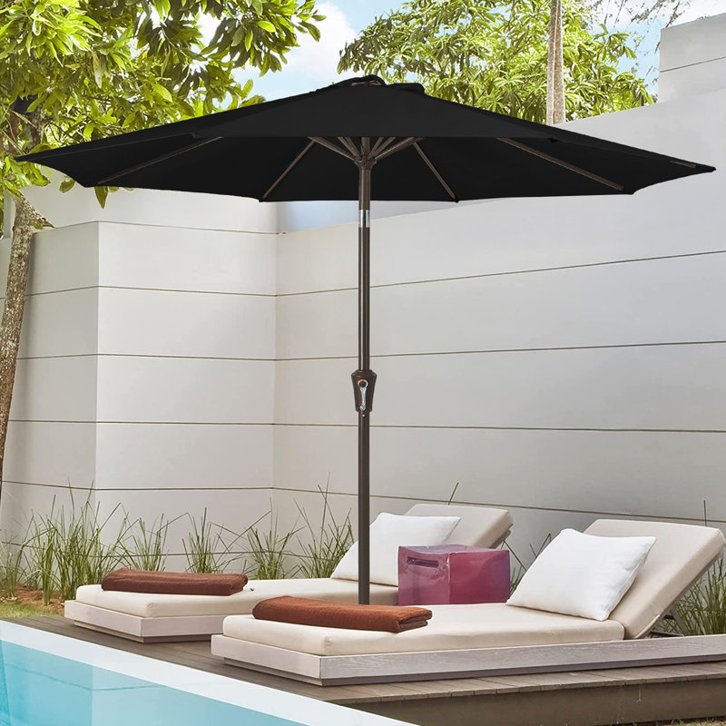 Parasol de marché inclinable Germar, Noir, H 95,7 po x l 120 po x P 120 po