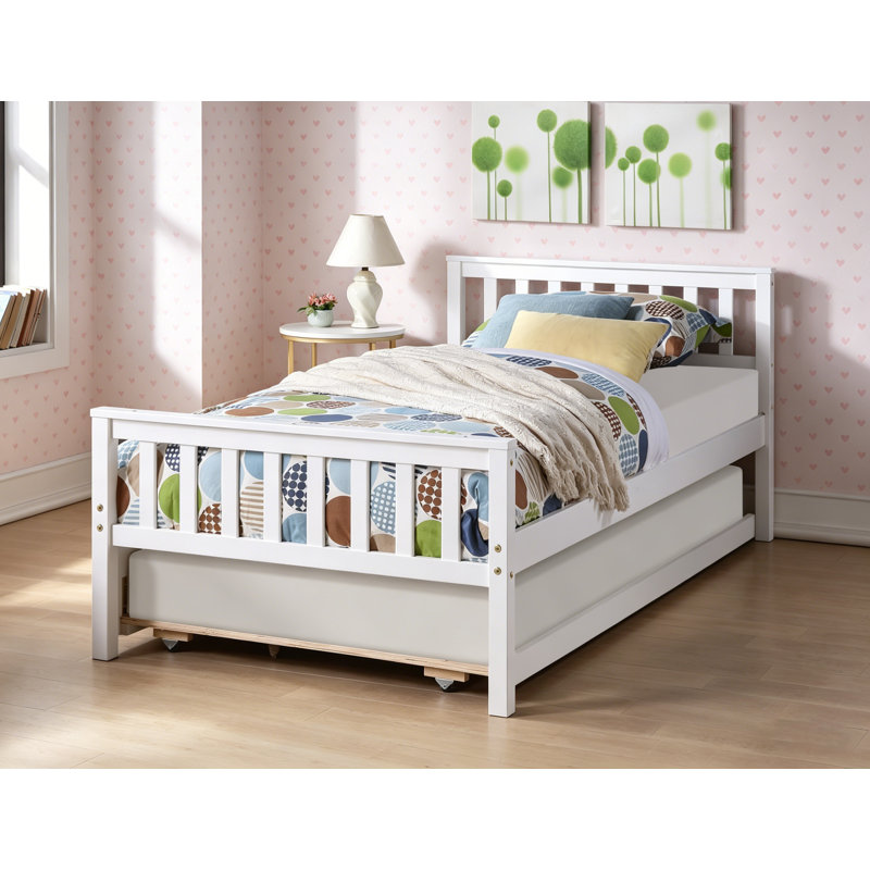 Lit simple avec couchette et plateforme, sans sommier, idéal pour les petites chambres et les espaces invités, blanc