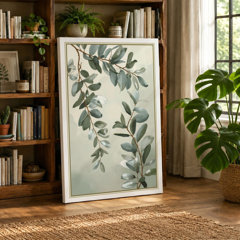 Study in Sage Botanical - Wrapped Canvas, 36x24 - 91.4 x 61.0 cm, Sage Border