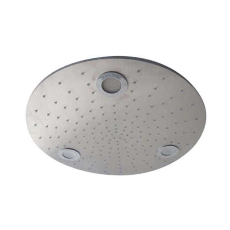 Tête de douche à pluie ronde en acier inoxydable à DEL BathSelect 20 po - Changement de couleur, conception encastrée