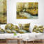 Coussin lombaire avec peinture à l'huile Landscape Brook in Autumn