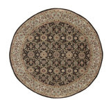 Hand-Knotted High-Quality Beige and Black Round Area Rug