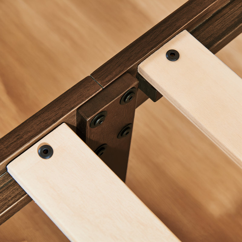 Structure de lit plateforme en bois massif de 12 pouces, structure de lit en bois sans sommier, Brown, Complet/Double