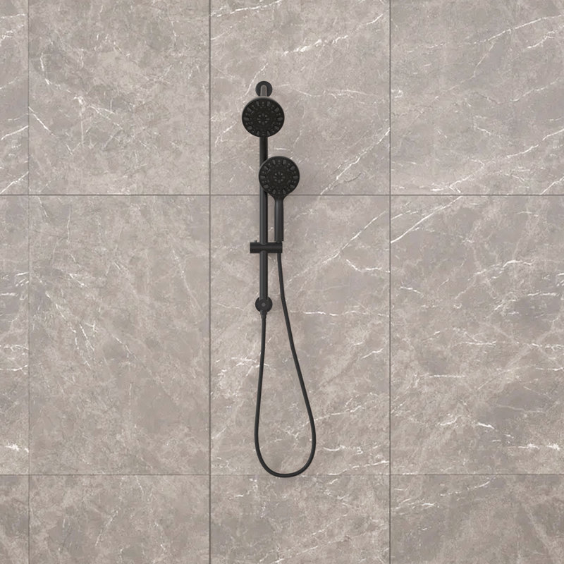Pomme de douche double multi fonctions, Noir mat