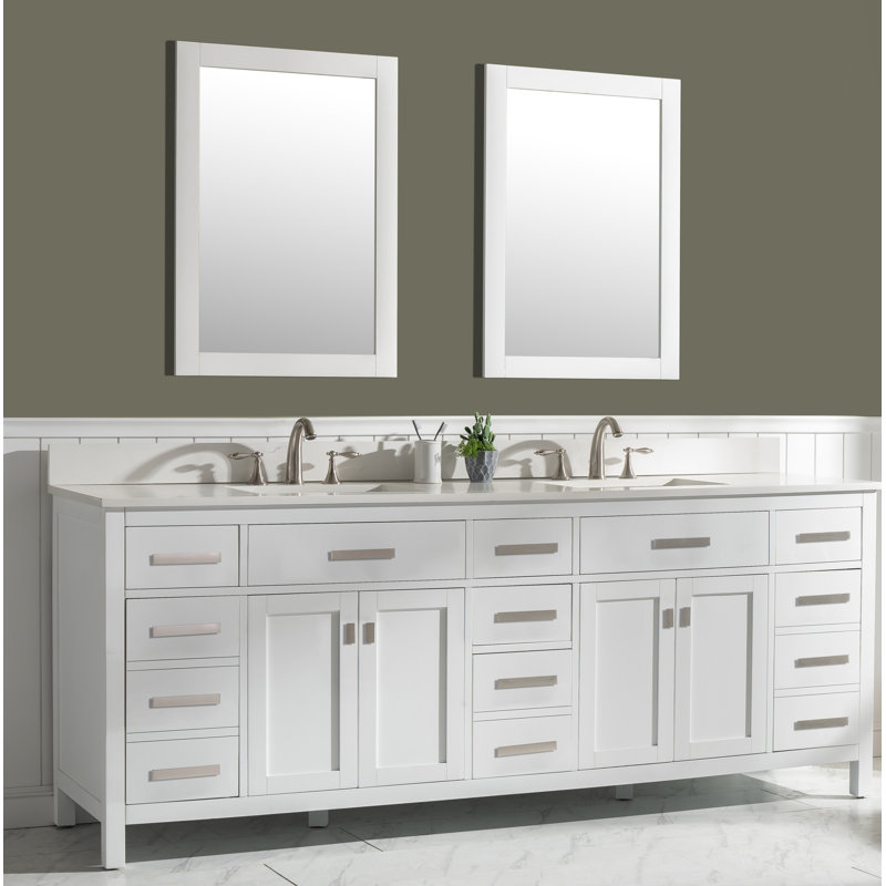 Ensemble de meuble-lavabo double 84 po Binion, Blanc