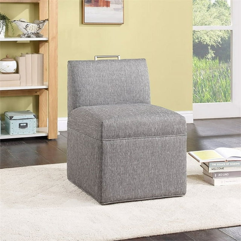Performance Upholstered Side Chair with Casters,living room chair,accent chair, Gray Polyester